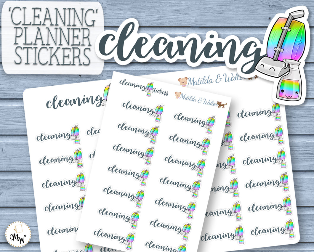 Kawaii House Cleaning Planner Stickers | House Chores Stickers | Kawaii Housework Stickers.