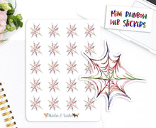 Load image into Gallery viewer, Halloween Mini Stickers | BUJO Deco Stickers | Rainbow Cobweb Stickers | Spooky Planner Diary Decor | Scrapbooking ECLP Halloween Planning

