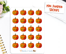 Load image into Gallery viewer, Kawaii Pumpkin Mini Stickers |  BUJO Deco Stickers | Halloween Planner Page | Cute Spooky Planner Decor | Halloween Sticker Sheet
