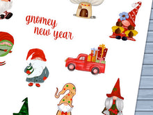Load image into Gallery viewer, Christmas Gnomes Stickers | Handrawn Mini Stickers | Gnome Sticker Sheet | Planner Decor Bullet Journals | Holiday Cute Gnome Images UK
