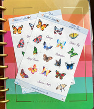 Load image into Gallery viewer, Handmade Butterfly Stickers Sheet | Mini Nature Stickers | Butterflies Sticker Sheet | Script Planner Deco | Butterfly Stickers from the UK
