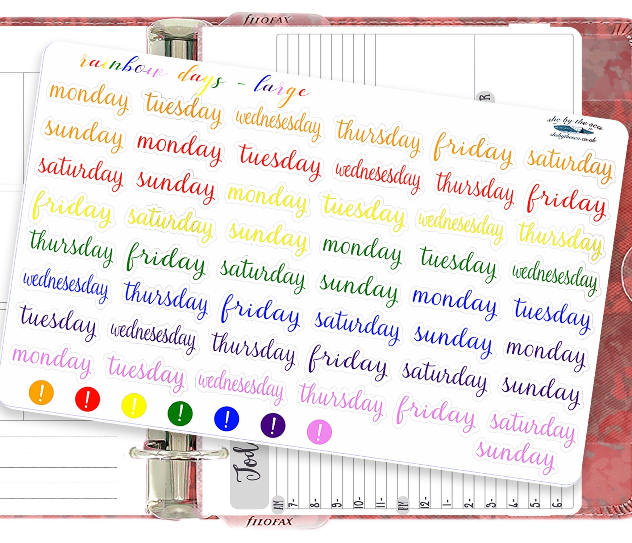 Medium Days Of The Week Planner Stickers 31mm X 10mm