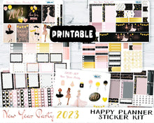 Load image into Gallery viewer, PRINTABLE New Year Party Happy Planner Kit for 2023, Weekly Vertical Stickers, Fashion Girls Hen Night
