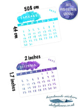 Load image into Gallery viewer, PRINTABLE Watercolour Mini Calendars for 2023, A4 + Letter Sized, Diary Months, Calendar Die-Cuts Stickers, Planner or Journal

