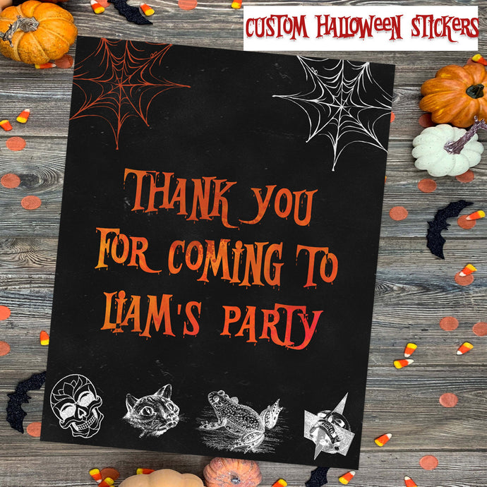 Personalised Halloween Stickers, Glossy custom labels, perfect for laptop invitations, envelopes or Halloween party bags, handmade in the UK