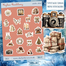 Load image into Gallery viewer, cute vintage christmas stickers on a sheet
