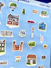 Load image into Gallery viewer, Village Cottages Stickers, make your own English countryside scene, planner deco for journal/scrapbook, Sticker sheet handmade in the UK
