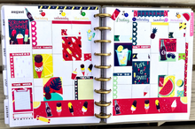 Load image into Gallery viewer, Hot Pink Vertical Mini Planner Kit - With gorgeous brightly coloured stickers especially for summer and vacation time
